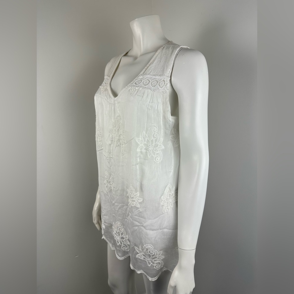 Elena Baldi Silk Embellished Blouse Size Medium Sleeveless Made in Italy Lined - Picture 2 of 11